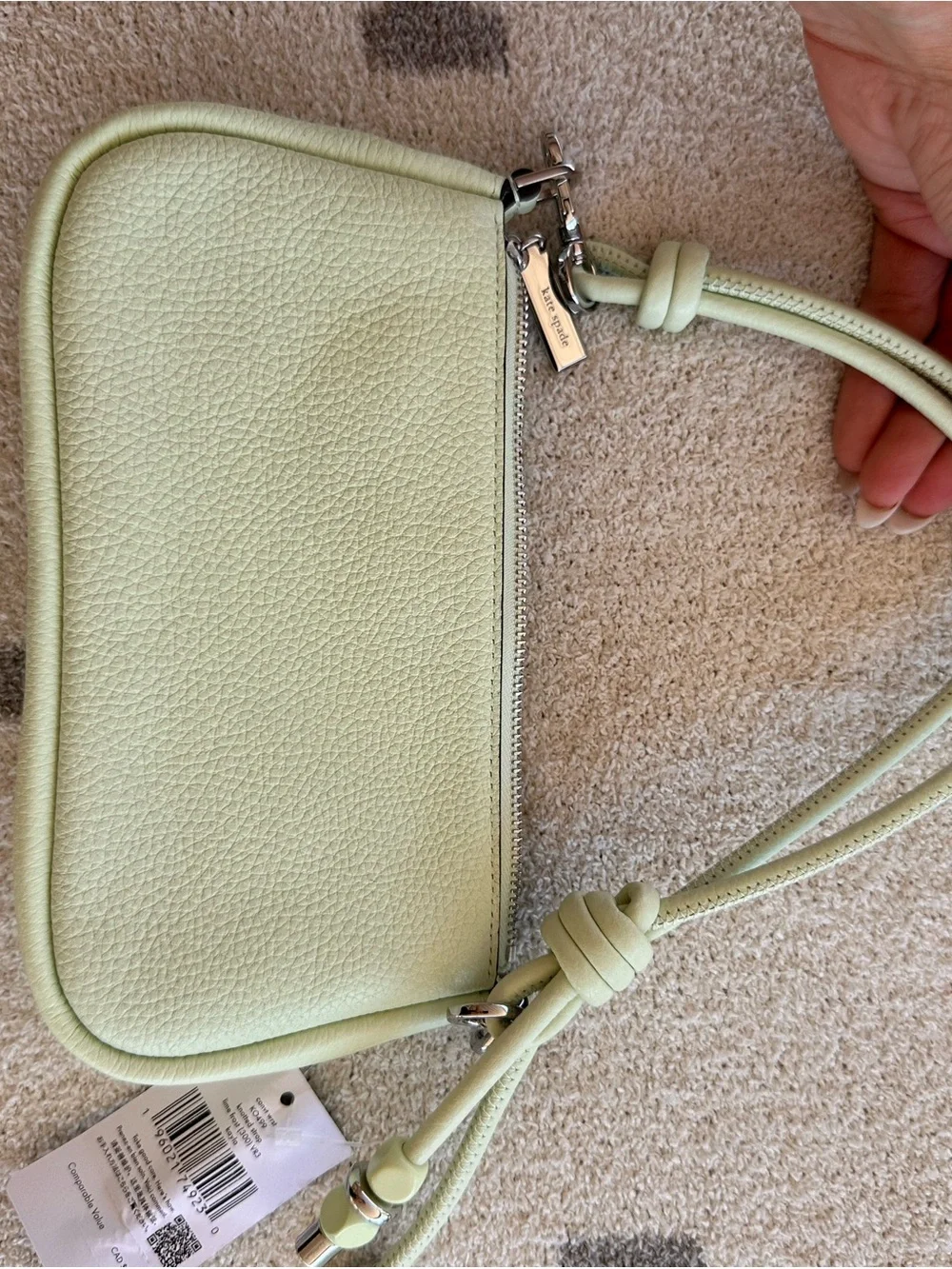 kate spade Pebbled Leather Crossbody Bag in Pale Green